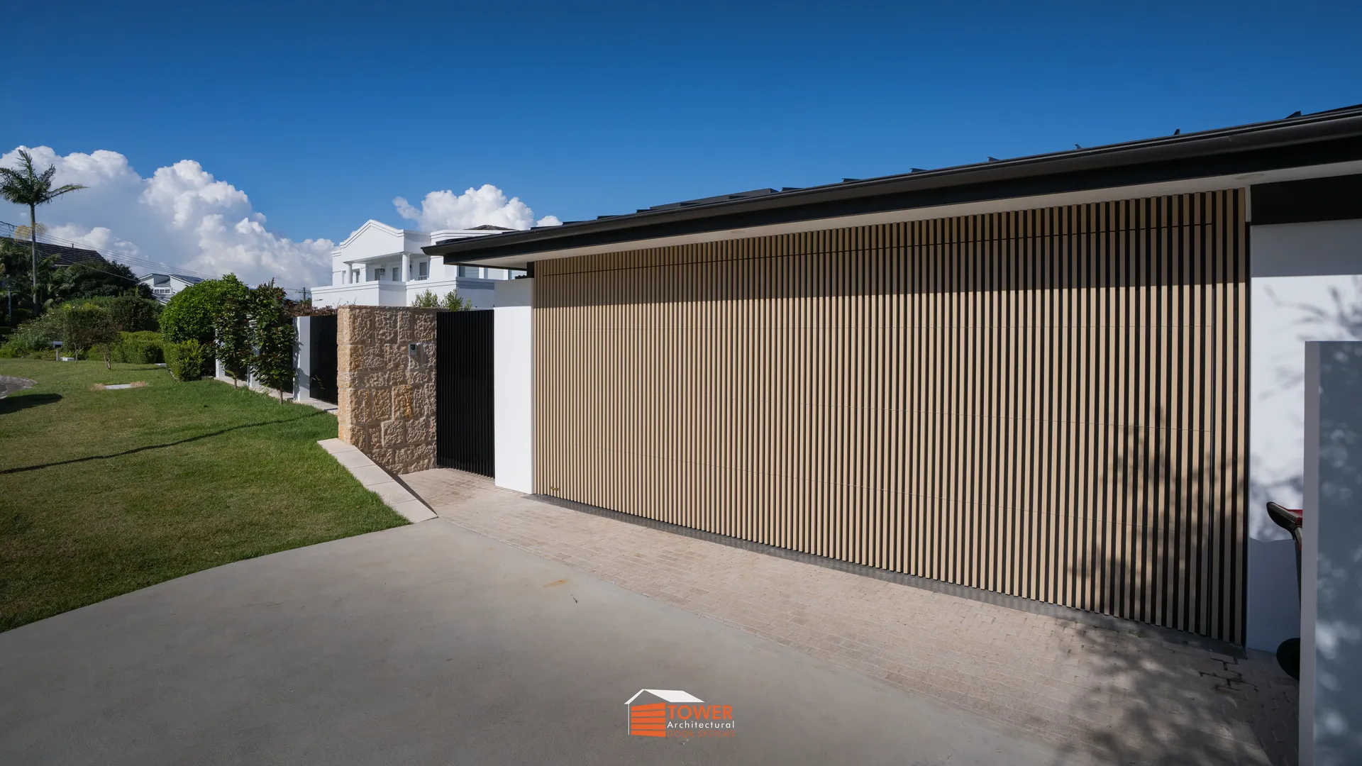 Architectural Range — Tower Batten Series Location: Sydney Style Profile: A striking architectural statement defined by tight rhythm and flawless alignment.